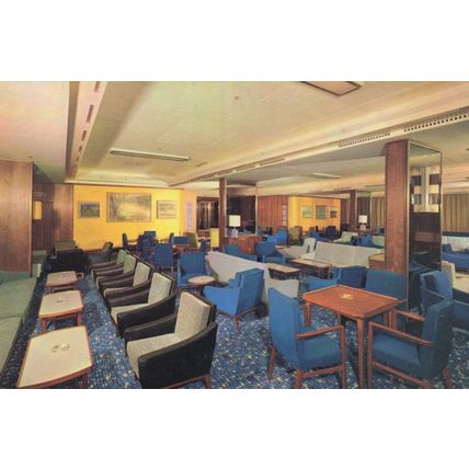 Empress Of Canada Ship Lounge Greenock Dock On Board Old Postcard