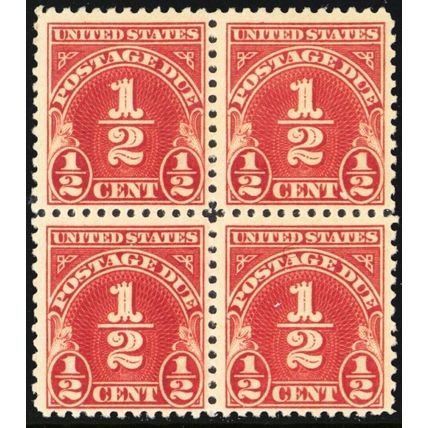 J69, Mint F/VF NH 1/2¢ - Postage Due Block of Four - Stuart Katz