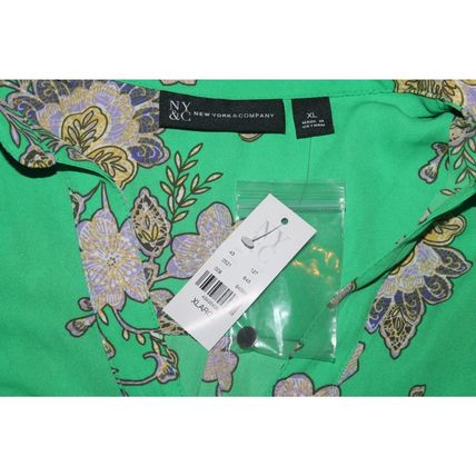 Womens Blous Long sleeve Button up Shirt Size XL Green NY & Company New York