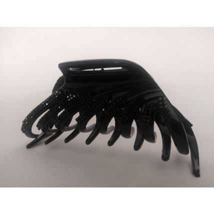 Large black hair claw clip with black rhinestones