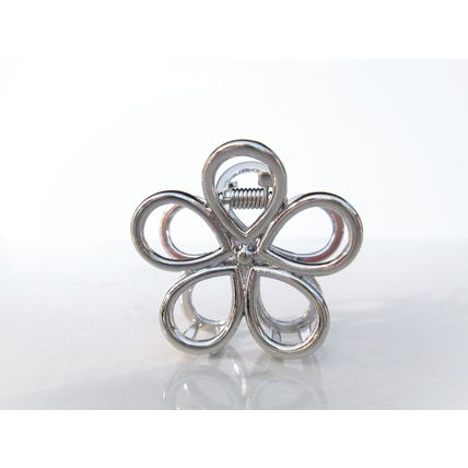 Medium/small rose gold silver metal flower hair claw clip