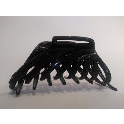 Large black hair claw clip with black rhinestones
