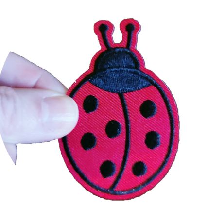 Ladybird Iron On Patch Red Black Insect Motif Embroidered 7 x 4.7cm P064