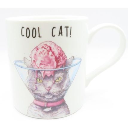 Cool Cat! Mug Fine China Cat Wearing Icecream Pun 9.5 CM Gift Drink Beverage Fun