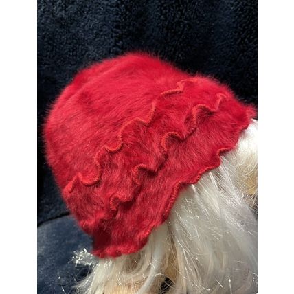 Red Fashionable Hat! Small has holes & Sracthes on the leather on the side,.