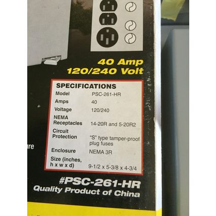 NEW CONNECTICUT ELECTRIC PSC-261-HR EVAPORATIVE COOLER FUSIBLE,HM