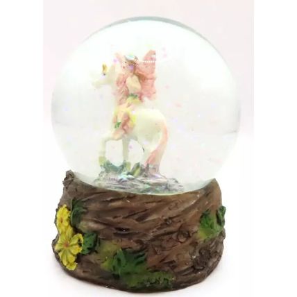 Pink Fairy & Unicorn Snowglobe Ornament Figurine 8 CM Gift Home Decor Mythical