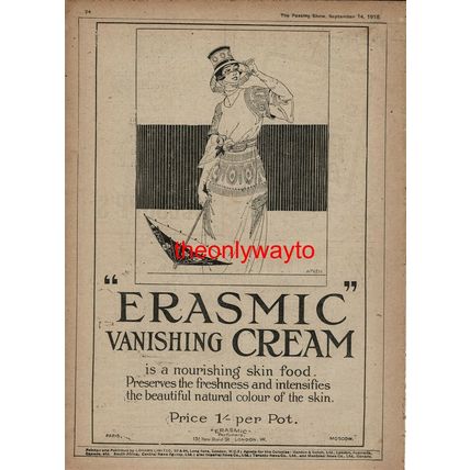 Erasmic, Vanishing Cream, Advertising Book Illustration (Print), 1918