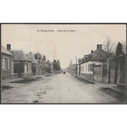 Rue de la Gare, Feuquières, 1908 - Bulard-Gambart CPA