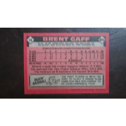 1986 Topps Brent Gaff New York Mets Card #18