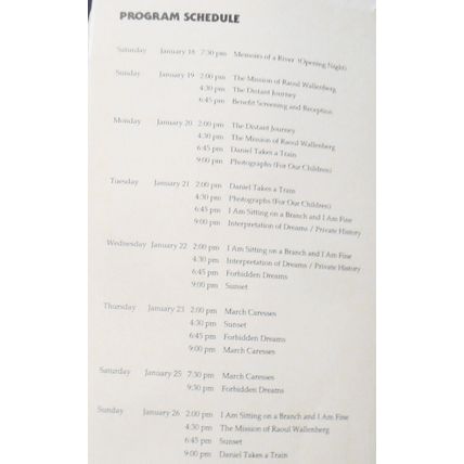 Reemergence Jewish Life in Eastern Europe - Film Festival 1992 Souvenir Program