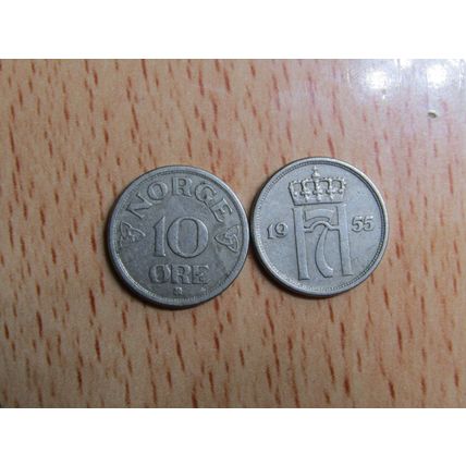 Norway 1955 10 Ore Coin