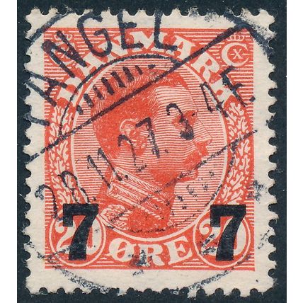 Denmark AFA 0175/Scott 183, 7ø/20ø red Provisional, XF fresh used stamp
