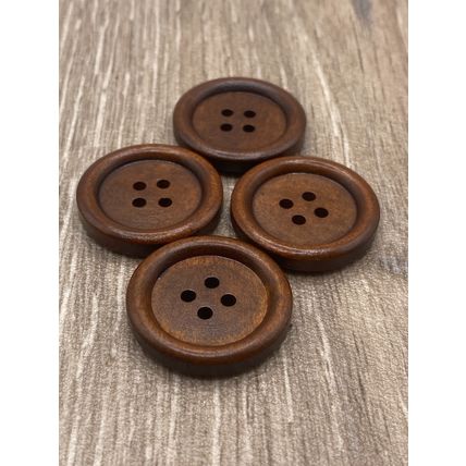 25mm Large Round Brown Wooden Buttons 4-Hole Knitting Cardigan Coat Sewing