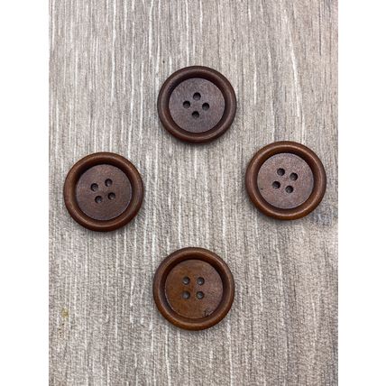 25mm Large Round Brown Wooden Buttons 4-Hole Knitting Cardigan Coat Sewing