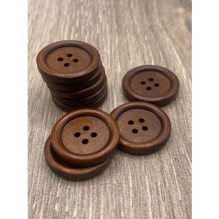 25mm Large Round Brown Wooden Buttons 4-Hole Knitting Cardigan Coat Sewing
