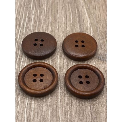 25mm Large Round Brown Wooden Buttons 4-Hole Knitting Cardigan Coat Sewing