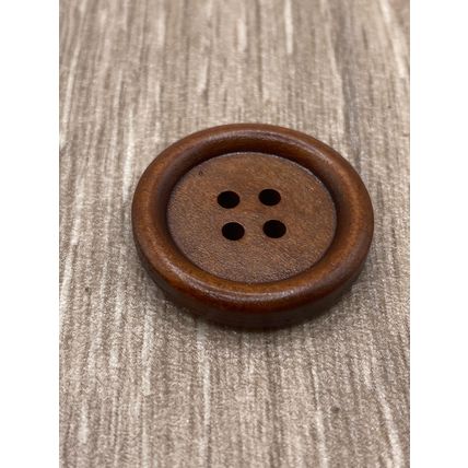 25mm Large Round Brown Wooden Buttons 4-Hole Knitting Cardigan Coat Sewing
