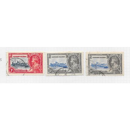 LEEWARD ISLANDS 1935 SILVER JUBILEE USED ST KITTS SG88 89 88 WINDSOR CASTLE KG5