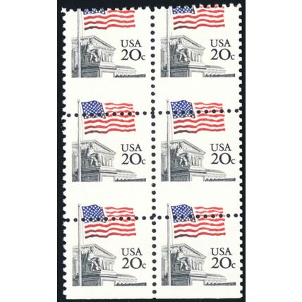 1894, Mint NH 20¢ Dramatic Perf Shift Error Block of Six - Stuart Katz