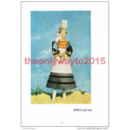 Bretagne (front), Anjou (back), Paper Doll Costumes, Book Illustration, 1944