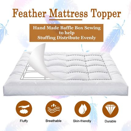 Whatsbedding 5 Inch Duck Feather Bed, 100% Cotton Mattress Topper, Extra Thick 2