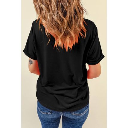 Black Four Leaf Clover Graphic St. Patricks Crewneck Tee