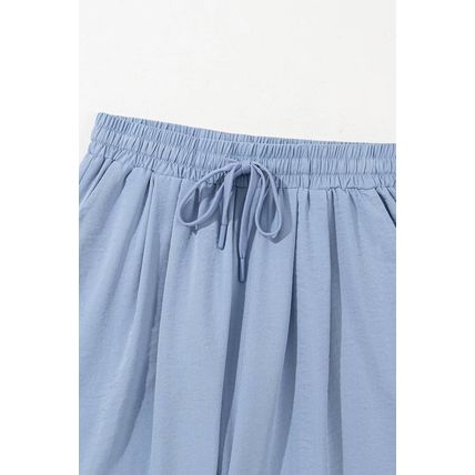 Myosotis Drawstring Elastic Waistband Pleated Loose Pants