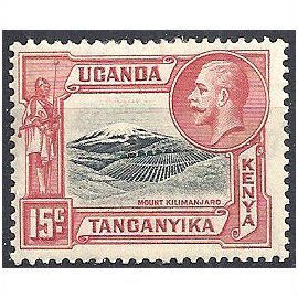 Kenya Uganda & Tanganyika 1935 SG113 15c Black & Scarlet Mounted Mint ..