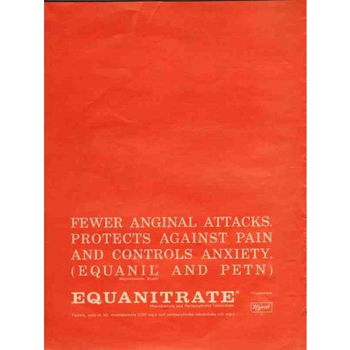 wyeth 1959 equanitrate fewer anginal attacks pain medical vintage ad