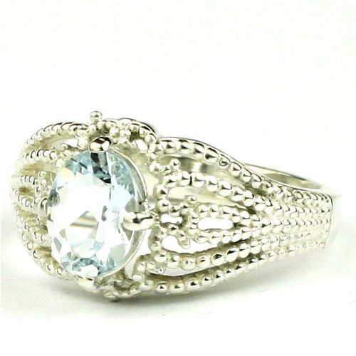 Aquamarine, 925 Sterling Silver Ladies Ladies Ring, SR365