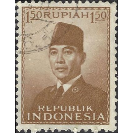 INDONESIA, President Sukarno, brown 1953, 1.50R, #3