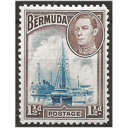 Bermuda 1938 SG111 1 1/2d Deep Blue & Purple-Brown Mounted Mint . .. .