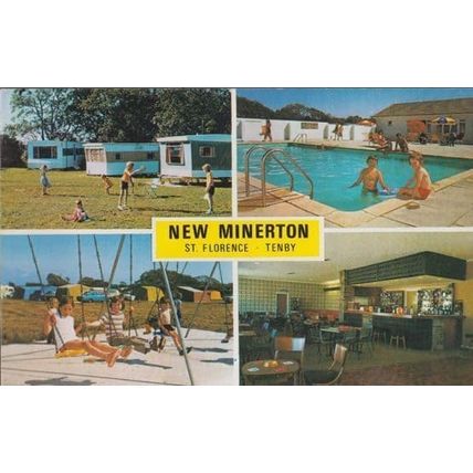 New Minerton Holday Camp Caravan Chalet Site St Florence Tenby 1970s Postcard