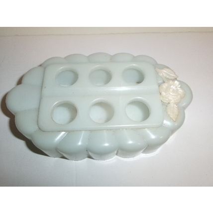 Vintage Blue Plastic Lipstick Caddy Holder Holds 6 Tubes of Lipstick