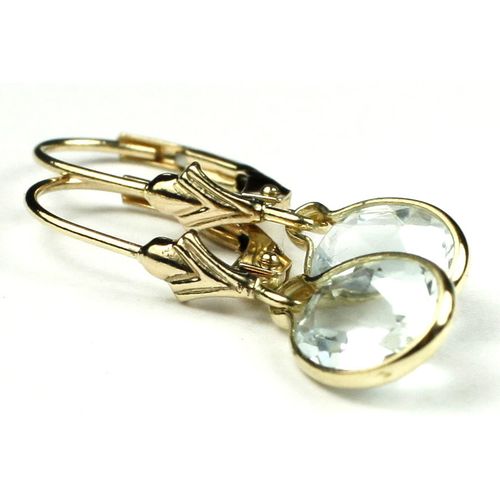 Aquamarine, 14KY Gold Leverback Earrings, E001