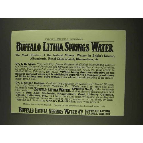 1913 Buffalo Lithia Springs Water Ad - Bright's Disease