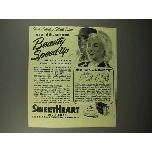 1944 SweetHeart Soap Ad - New 40-Second Beauty Speed-up