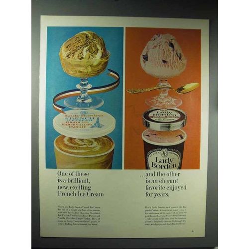 1965 Lady Borden Ice Cream Ad - French, Lorraine Cherry