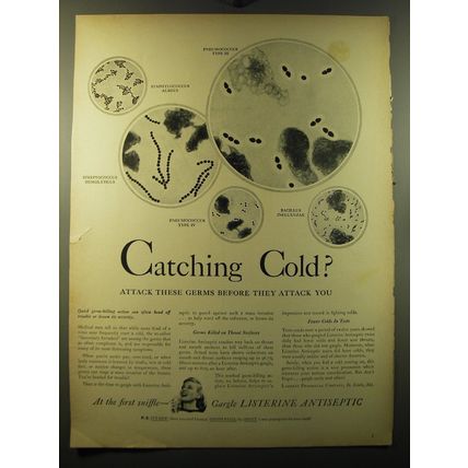 1949 Listerine Antiseptic Ad - Catching cold?