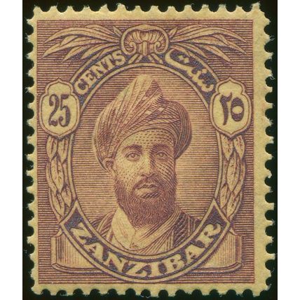 Zanzibar 1927 25c purple on yellow SG 307 unused