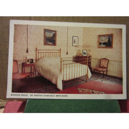 CHURCHILL'S BIRTH ROOM, BLENHEIM PALACE, OXFORDSHIRE unused postcard (a) =