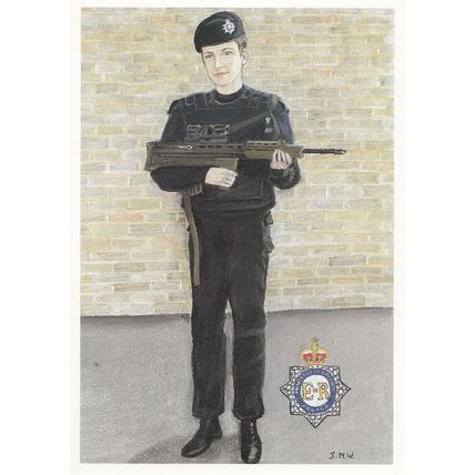 Female Armed Guard Ministry Of Defence Police Policeman Plain Back Rare MOD Post