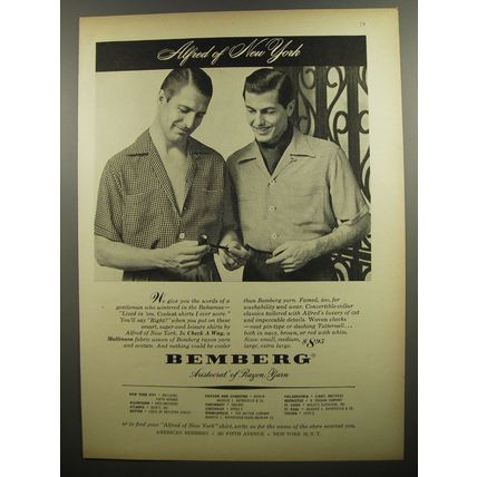 1952 Alfred of New York Bemberg Shirts Advertisement - Alfred of New York