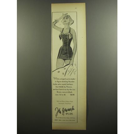 1952 John Wanamaker Sea Molds Swimsuit by Flexees Ad - White-winged curve-maker