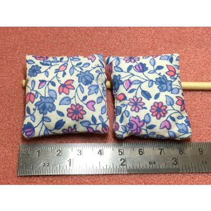 White Floral Cushions 1 Pair Handmade 1:12th Dolls House Miniatures