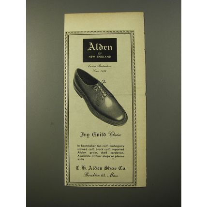 1954 Alden of New England Shoes Ad - Joy Guild Choice