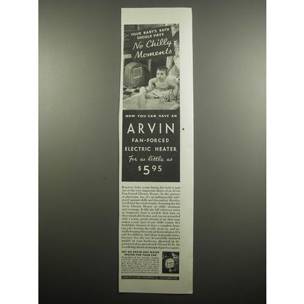 1933 Arvin Fan-forced Electric Heater Advertisement - Your baby's bath