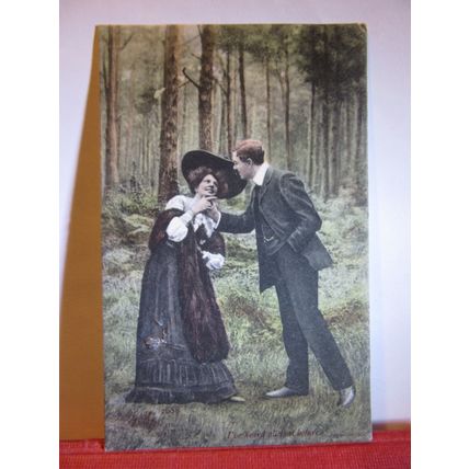 'heard that before' LOVERS, ROMANCE used antique postcard by JWS. 1904 pm =