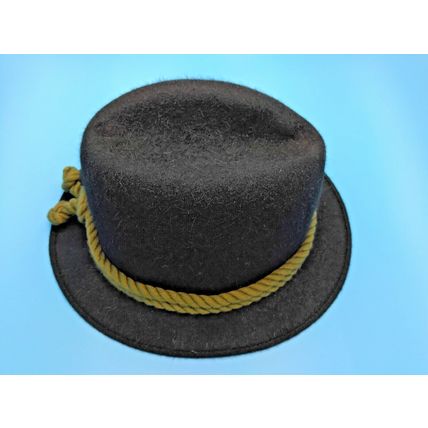 Black Fedora Wool/Felt Gentlemen's Hat - Rope Banding - Beautiful! Small/Med.